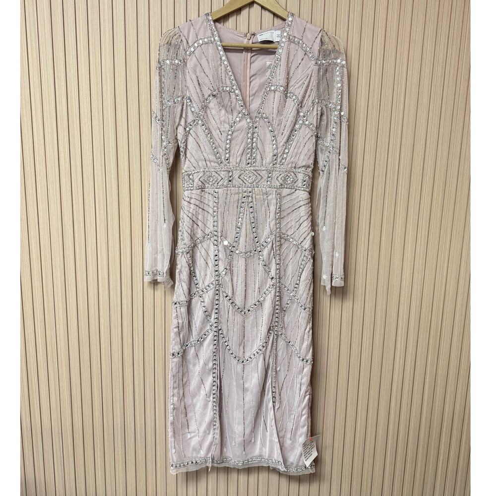 ASOS Design Gem Embellished Midi Dress with Cut Out Detail Size 4